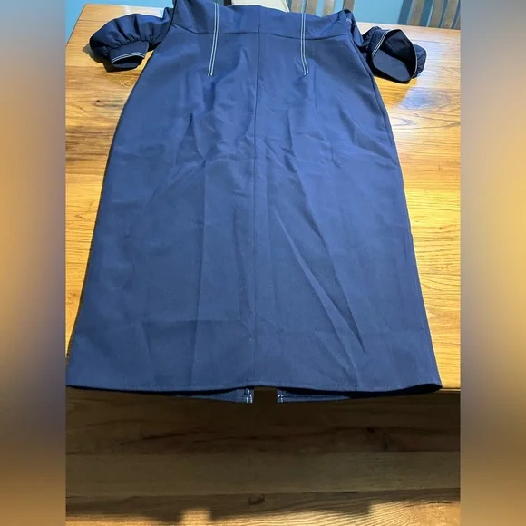 ASOS NWT Chic Navy Midi Dress with front Slit Size 10 - Picture 9 of 15